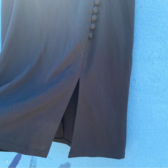 Vintage Frederick’s of Hollywood black midi skirt with slit and button details M - Picture 5 of 8